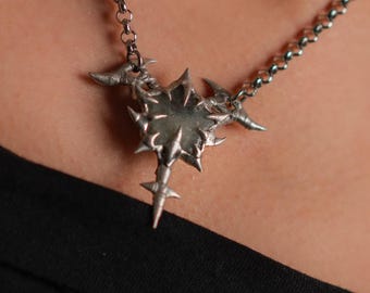 Spiky Star Labradorite Pendant Necklace, Cyber Goth Witchcore Jewelry