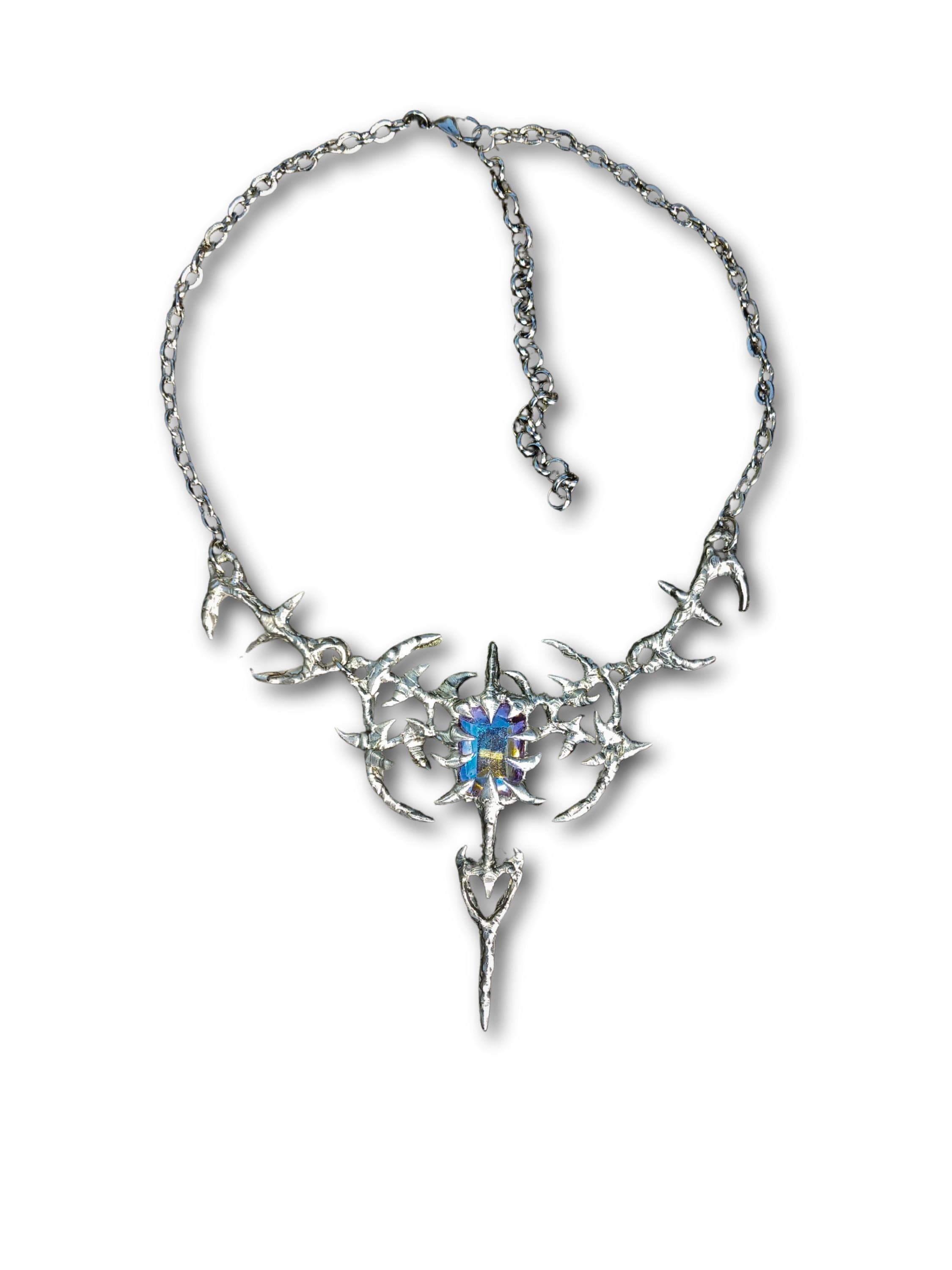 Cybersigilism Choker With a Purple Crystal Sword Pendant: Cyber
