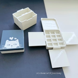 12 Half Pan Watercolor Palette AX4: Glazed Ceramic Trays, Magnetic Half Pans, Portable Travel Paintbox, The Joy Collection