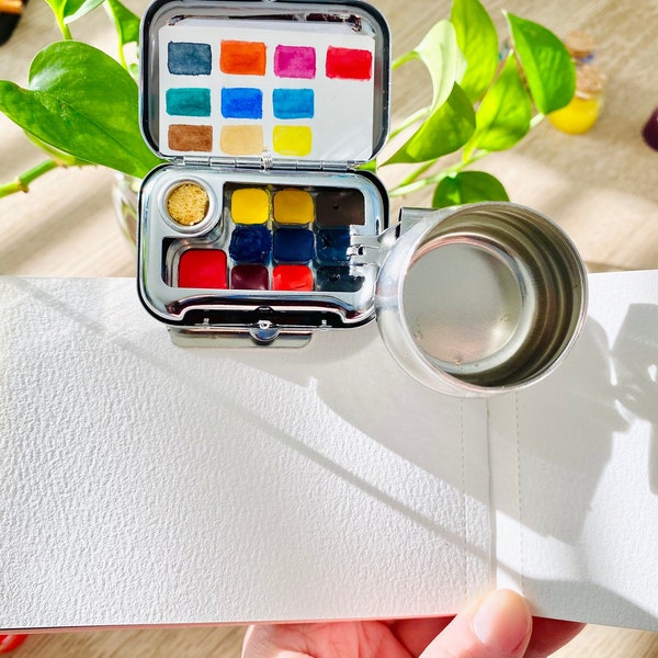 Mini Compact Travel Watercolour Journal Empty Palette Set