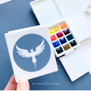 Paleta de acuarela, 12 medias bandejas magnéticas, bandejas de cerámica para mezclar / Caja de pinturas portátil para viajes / Compacta, versátil, personalizable