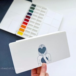 Paleta de acuarela de 30 piezas / Base magnética / Diseño personalizado / Bandeja de mezcla de cerámica/resina / Cierre magnético / Caja de viaje para pinturas