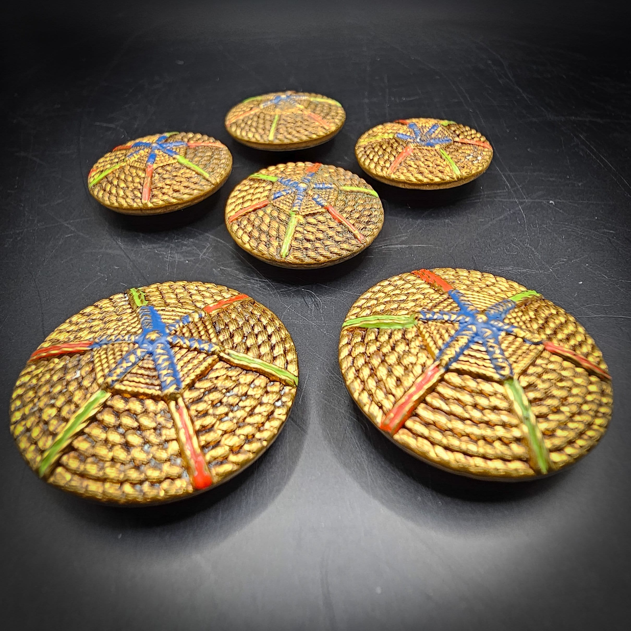 Set of 6 Vintage Metallic Buttons, 