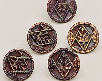 Set of 5 small antique original-tint victorian-era metal buttons