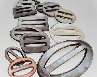 13 vintage smoky mother of pearl buckles