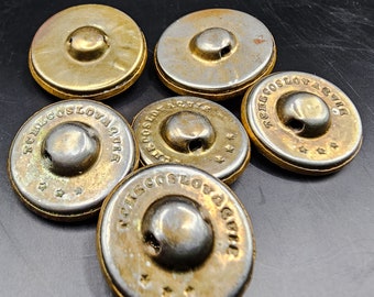 Set of 6 Vintage Metallic Buttons, 