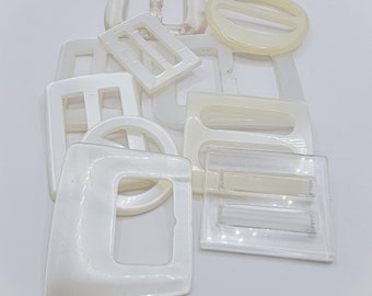 10 vintage clear/translucent plastic buckles