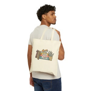 Book Worm Canvas Tote Bag zdjęcie 3