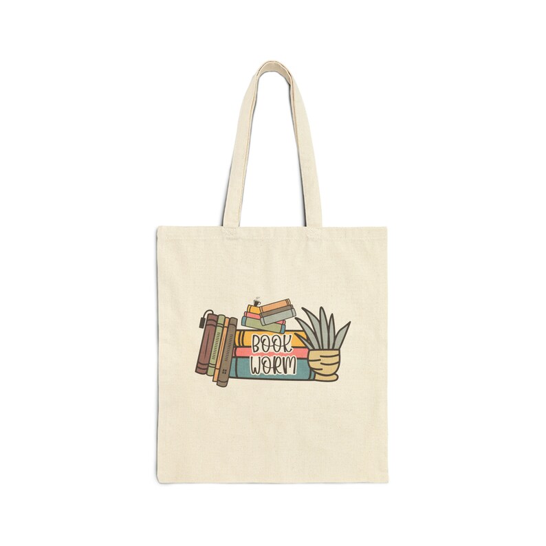 Book Worm Canvas Tote Bag zdjęcie 1