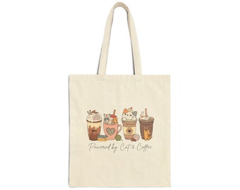 Powered by Cat and Coffee Canvas Tote Bag