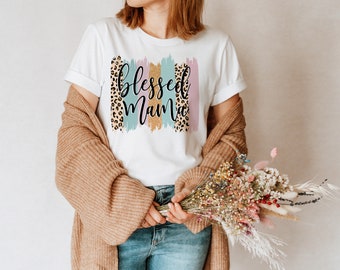 Blessed Mama T-shirt | Mom gift | Unisex - Men & Women's Tee | Leopard