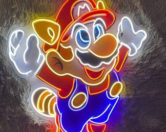 Custom Nintendo Super Mario Bros Neon Light Sign, LED Mario Neon Sign, Custom Nintendo Mario Video Game Wall Sign, Nintendo Mario Wall Art