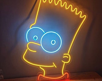 Personalized Bart Simpson Neon Light Sign, LED Bart Simpson, The Simpsons Cartoon Wall Art, Create your Simpson LED Light Sign