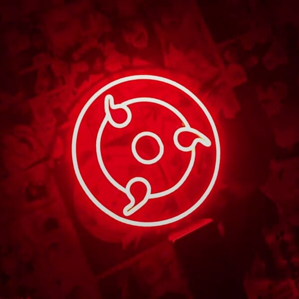 Custom Naruto Sharingan Neon Light Sign, Sharingan Saskue Eye Anime Wall Decor, Naruto LED Anime Wall Sign, Uchiha Clan Naruto LED Sign