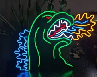 Create your Custom Neon Light Sign, T-Rex Dinosaur Neon Light Sign, T-Rex Dinosaur Sign, Dino Wall Sign, Jurassic Dinosaur Room Decorations