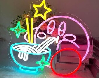 Letrero de luz de neón LED Kirby personalizado, arte de pared de videojuegos Nintendo Kirby, letrero de pared de Neon Kirby, regalos para jugadores