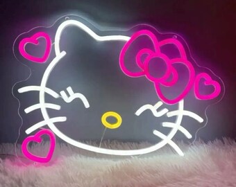 Custom Neon Hello Kitty LED Light Sign, Cute Hello Kitty Room Decor, Hello Kitty LED Neon Wall Light Sign for Her