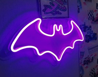 Maak uw aangepaste superheld neonlichtbord, LED Bat-Man logo neonbord, Batman Insignia kunst aan de muur, Batman muurbord voor superheldenfans