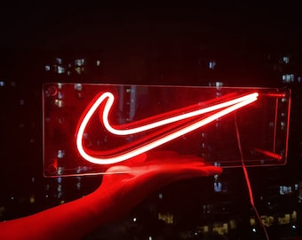 Cree su letrero de luz de neón Nike de diseñador personalizado, letrero LED Nike Swoosh, letrero de neón Nike personalizado, letrero luminoso Nike Swoosh, arte de pared de diseñador
