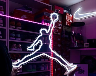 Custom Michael Jordan Jumpman Neon Light Sign, NBA Jordan Shoe Sign, Neon Basketball Light Sign, LED Jumpman Sign for Basketball Fans