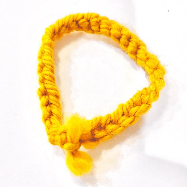 Crocheted Bracelet Handmade by Kids! - Mustard