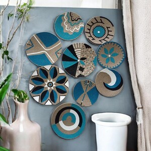 Wall decor, boho wall set, african wall plates, wicker wall tray, bohemian decor, decorative wall plates, wall hangings, hanger wall plates,