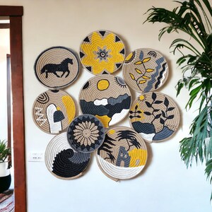 Wall Decor, Natural Fiber Art, Eco-Friendly Woven Wall Hanging, Rustic Home Accent,Natural Decorative Plate,Handmade Wall Art for boho homes