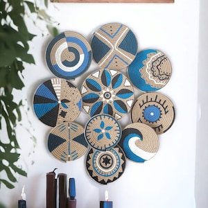 Basket wall decor, Wall basket, boho wall art, bohemian wall decor, hanger wall plate, wicker round bowl, handwoven boho basket, wall decor