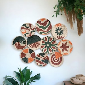 Handmade Fiber Wall Plate, Minimalist Boho Decor,Woven Wall Art, Natural & Eco-Friendly Bohemian Style, Wall hanging art, wall basket plate