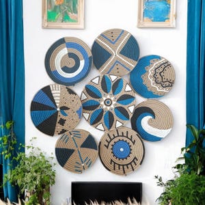 Wall Basket plate, wall hangings, decorative baskets, wicker wall art, African Wall Plate, Bohemian Wall decor, boho wall basket decor set