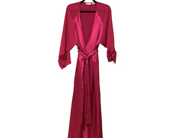 Victoria's Secret Gold Label Red Satin & Chiffon Kimono Maxi Robe Bow detail S
