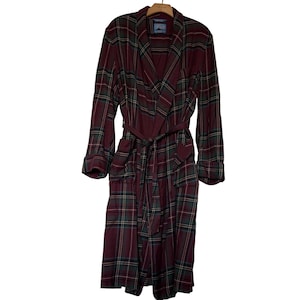 VTG Pendleton Country Traditionals Mens Plaid Robe Burgundy Cotton Wool Blend L