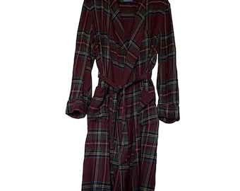 VTG Pendleton Country Traditionals Mens Plaid Robe Burgundy Cotton Wool Blend L