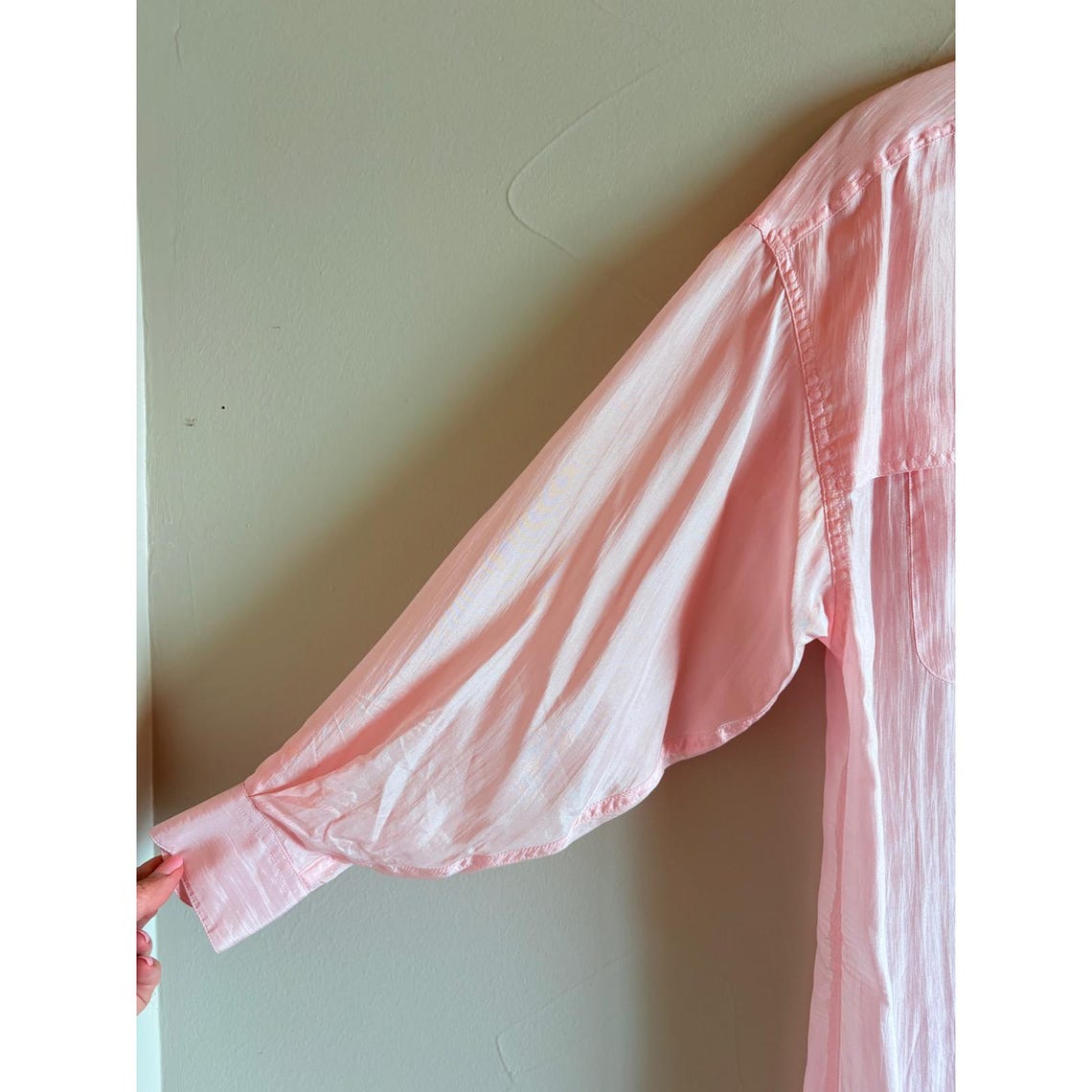 Outback Red Vintage 100% Silk Button Up Shirt Pink Safari Utility Blouse XS, foto 3 di 5