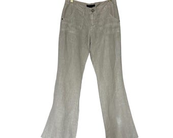Sanctuary Womens 100% Linen Flare Leg Pants Khaki Beige Size 24 P0036-716