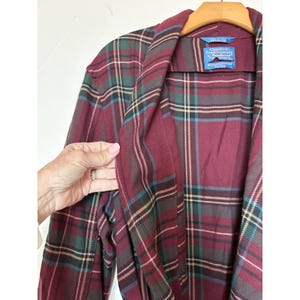 Bata de hombre a cuadros VTG Pendleton Country Traditionals, mezcla de algodón y lana color burdeos, talla L imagen 7