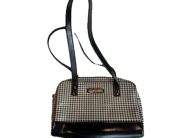 Bolso Ralph Lauren Vintage Speedy de lona con revestimiento de pata de gallo en negro con asa para el hombro