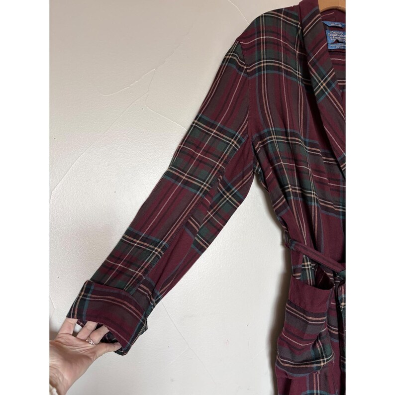 Bata de hombre a cuadros VTG Pendleton Country Traditionals, mezcla de algodón y lana color burdeos, talla L imagen 4