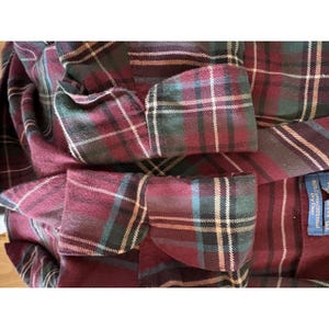Bata de hombre a cuadros VTG Pendleton Country Traditionals, mezcla de algodón y lana color burdeos, talla L imagen 11