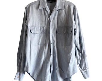 Ralph Lauren Womens Light Blue Cotton Utility Button Down Shirt Pony Logo Size 6
