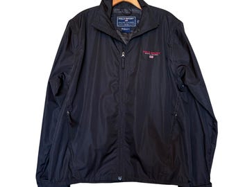 Polo Sport Ralph Lauren Mens Black Windbreaker Jacket Vest Zip Off Sleeves SZ S
