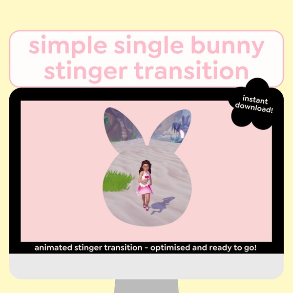 Pink Single Bunny Stinger Transition - Stream or Video - Animated Simple Cute Easter Bunny Pastel Smooth Twitch Transition