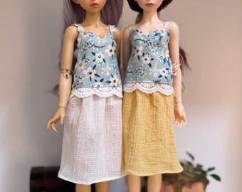 Minifee - Floral top and Smocked Skirt set