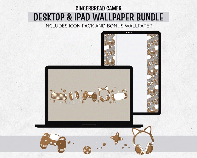Gingerbread Child Computer Background Gingerbread Gamer Wallpaper Pack - Desktop and iPad Wallpaper | Digital ...