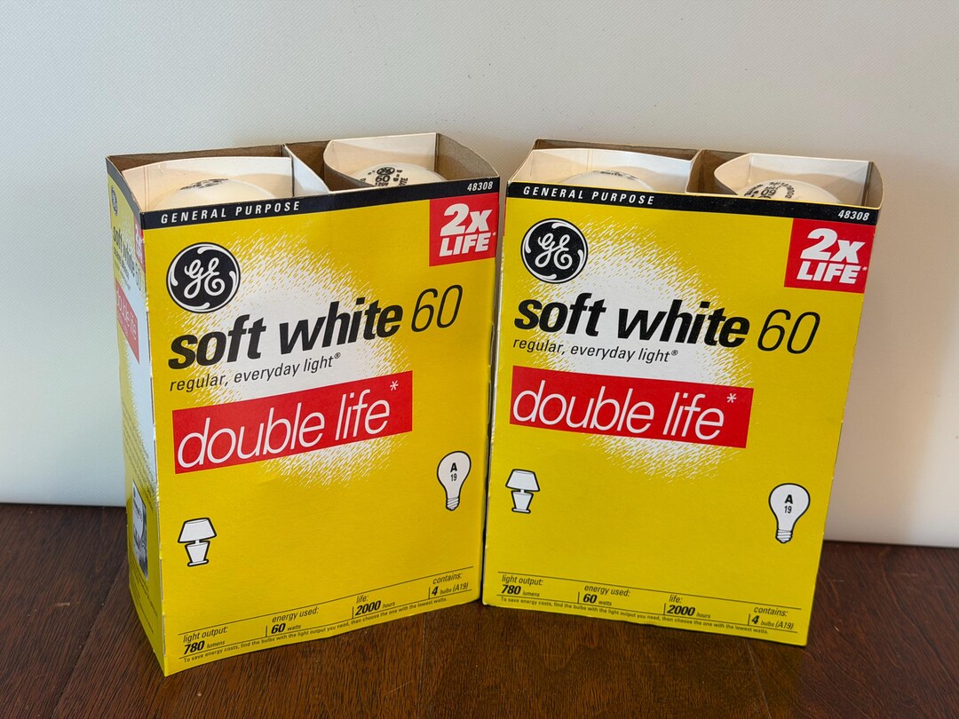 Click Bulb Pack GE - Double Life/soft White - Incand - Light Bulbs - 60 Watts - 2 Packs ...