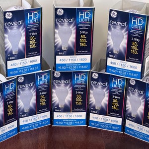GE Reveal - A21 - 3 Way Light Bulbs - 50/100/150 - Multiple Packs - Old Style Bulbs