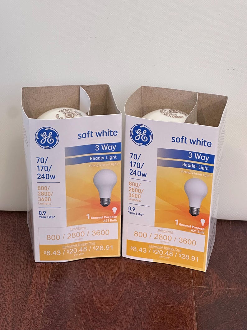Click Bulb Pack GE - 3 Way - Soft White Light Bulbs - 20/135/155w - A21 - Old Style ...