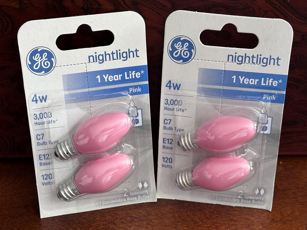 GE - Pink - Nightlights - 4 Watt - C7 Bulb Size - 2 Packs/4 Bulbs - Non ...