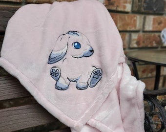 Cute Bunny Baby Blanket, Personalized with name