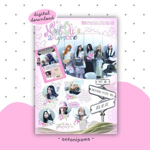 May include: A pink digital download poster with the text "Not Cute Anymore." The poster features images of several women, a clipboard, and road signs. The text "digital download" is in a pink oval.